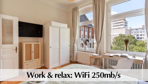 Calm City Escape - 75m2 Central Berlin Altbau-Apartment, 2BR, Smart-TV, Garden - Foto 5