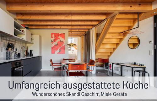 Landloft Linum - Ausgebaute Scheune mit Aussicht, Naturpool, Kamin, Sauna, Luxusausbau, handverlesene MidCentury Möbel & Kunst - Photo 22