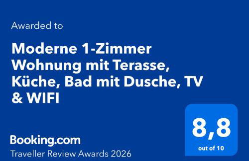 Moderne 1-Zimmer Wohnung mit Terasse, Küche, Bad mit Dusche, TV & WIFI - Photo 9