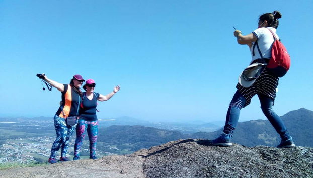 Taking a photo at the top