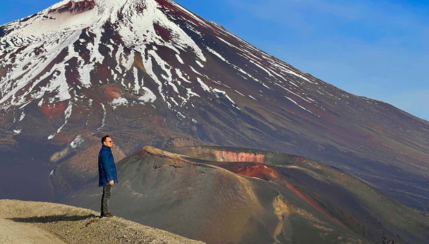 Admiring the crater nicknamed Navidad