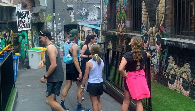 Walking during tour of Melbourne