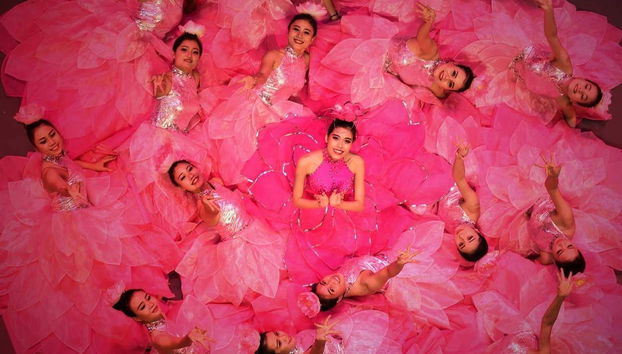 Bailarinas con vestidos rosas durante el espectáculo