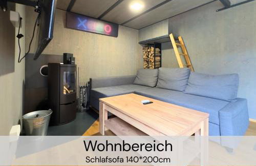 TinyHousebeiDresden mit Faßsauna unser größtes winziges Häuschen für bis zu 7 Personen, Kaminofen, große Terrasse - Nähe Sächsische Schweiz - Von Juni - September Mindestmietzeit 1 Woche Sa-Sa - Foto 10