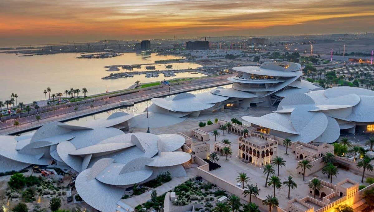 Take in the views of the Qatar National Museum