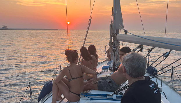 As cores do entardecer no mar