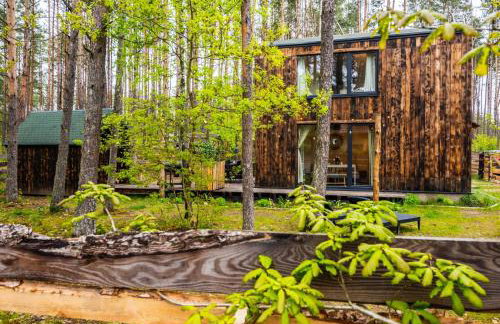 Domek lubiana180 WABI SABI w lesie jacuzzi sauna kominek - drewno w cenie pobytu - nad jeziorem Kaszuby pieski tylko do 10kg za dodatkową opłatą - Foto 15