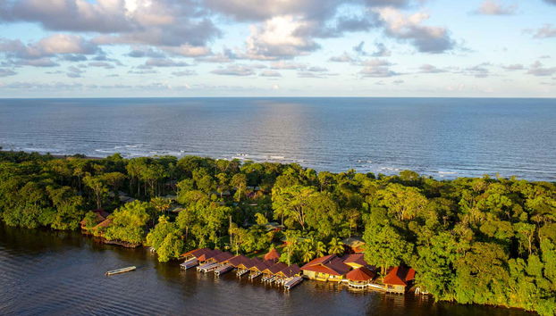 Aerial views of the lodge in the middle of the jungle
