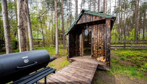 Domek lubiana180 WABI SABI w lesie jacuzzi sauna kominek - drewno w cenie pobytu - nad jeziorem Kaszuby pieski tylko do 10kg za dodatkową opłatą - Foto 4