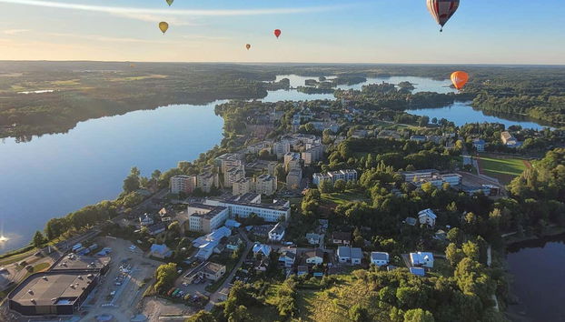Flying over Trakai Lake