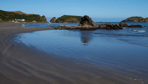Navegando pela área onde os pinguins se reúnem em Puñihuil