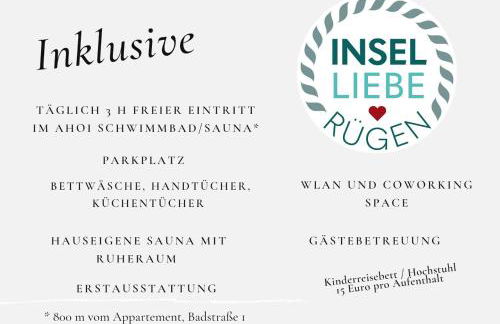 DAS APPARTEMENT INSELLIEBE RÜGEN inkl Sauna und 3h täglich Eintritt AHOI Schwimmbad - Foto 7