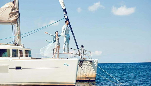 Enjoying the catamaran tour of Milos and Polyegos!