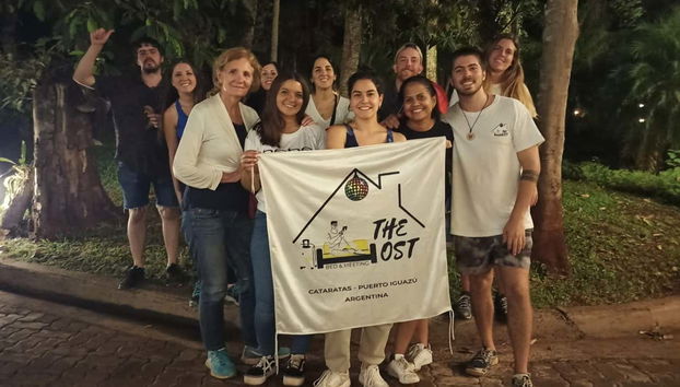 Desfrutando da caminhada noturna