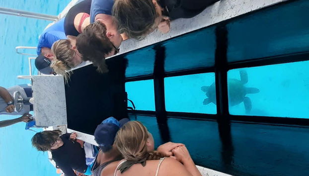 Barco con fondo de cristal