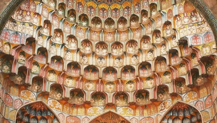 Détails décoratifs de la médersa Abdulaziz Khan