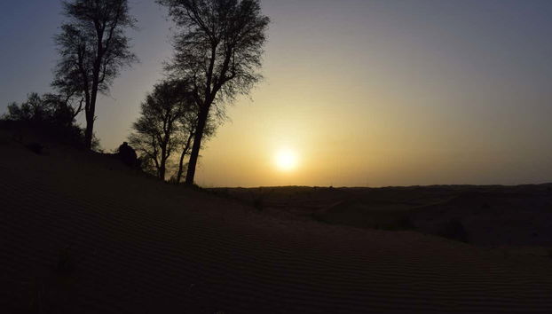 Viendo el atardecer sobre las dunas
