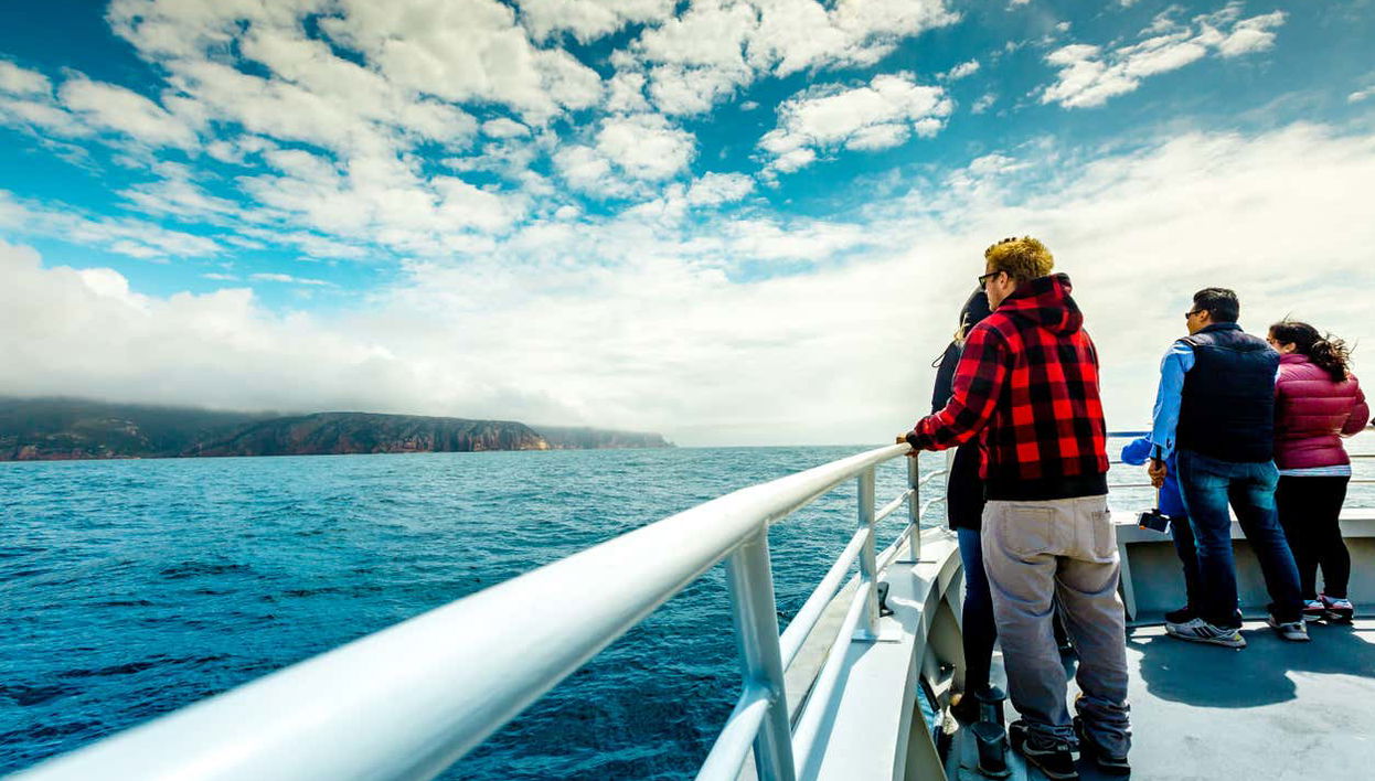 Desfrutando do passeio de barco por Wineglass Bay