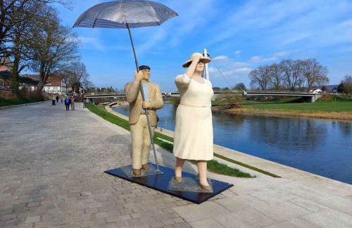 Ferienwohnung MW 1b 82m2 Höxter Weserbergland Weser inkl 2 Terrassen Wäsche und Endreinigung Self CheckIn - Foto 35