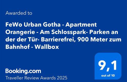 FeWo Urban Gotha - Apartment Orangerie - Am Schlosspark- Parken an der der Tür- Barrierefrei, 900 Meter zum Bahnhof - Wallbox - Foto 3