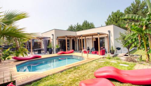 Villa Meli - Le Porge : la plage, Lège-Cap Ferret et Lacanau à 10 minutes - Foto 3, Garden, sunbed, Garden view