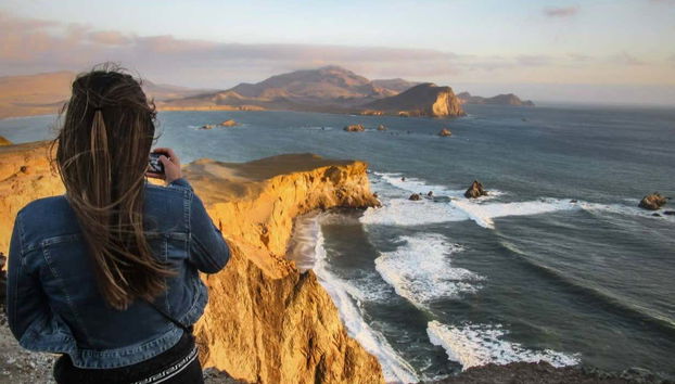 Taking photos of the beautiful scenery