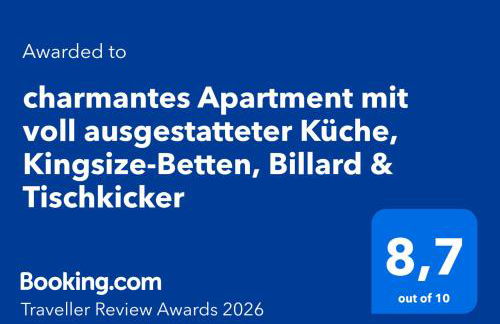 charmantes Apartment mit voll ausgestatteter Küche, Kingsize-Betten, Billard & Tischkicker - Foto 8