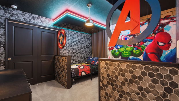 Private Theater Game Loft 10br Villa Pool Spa - Foto 4, Habitación