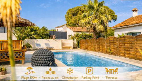 Mazet - Plage de la Nartelle à 200M- Piscine au sel -Terrasse- parking - BBQ- Séjour calme & détente draps inclus- Check-in 20h maximum - Foto 3