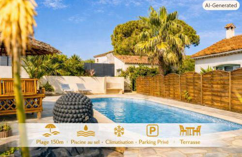 Mazet - Plage de la Nartelle à 200M- Piscine au sel -Terrasse- parking - BBQ- Séjour calme & détente draps inclus- Check-in 20h maximum - Foto 3