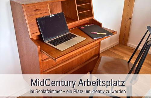 Landloft Linum - Ausgebaute Scheune mit Aussicht, Naturpool, Kamin, Sauna, Luxusausbau, handverlesene MidCentury Möbel & Kunst - Photo 14