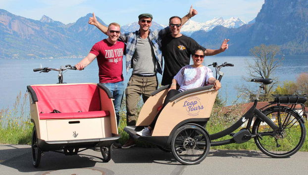 Desfrutando do tour de bicicleta por Lucerna