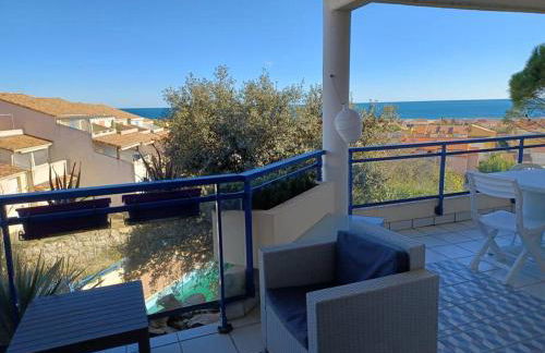 Plain-pied, terrasse, piscine, pleine vue mer, plage à 6' à pied, parking, wifi - Foto 8