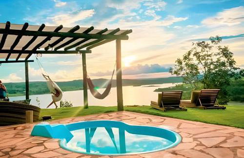 Chalé Mirante, piscina, cachoeira, lago e vista espetacular em Alexânia Goiás - Foto 31