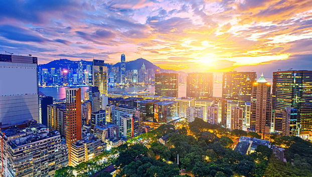 Tramonto sul quartiere di Tsim Sha Tsui