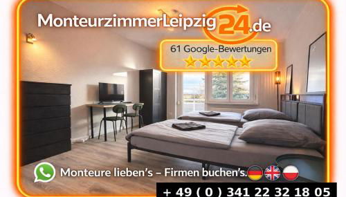 Myflat Apartment mit 6 Betten, 3 Schlafzimmern und Balkon bei Leipzig BMW, Amazon, Porsche, Messe - Foto 3