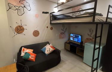 Kit pé na areia - Praia do Gonzaguinha - São Vicente - Wifi, TV e Ar condicionado - Foto 4