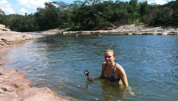 Taking a dip in the natural pools