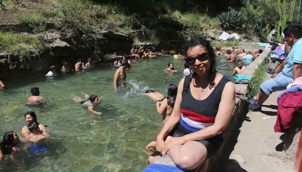 Sunbathing by the natural pools