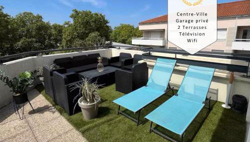 BnGo I Immense RoofTop Lyon I 2 chambres, 4 places parkings, 2 immenses terrasses, 8 personnes - Photo 1, sunbed