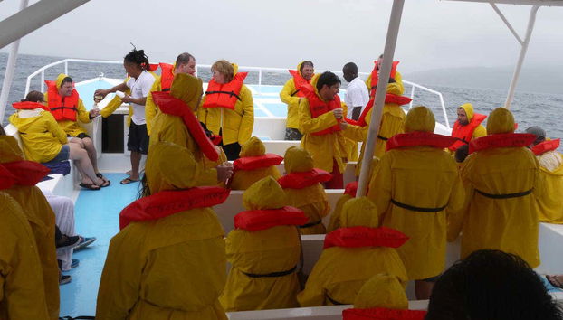 Enjoying the boat ride in Samana