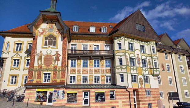 Admiring the city's colourful facades