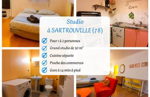Grand T1 proche RER A, Vrai lit, Cuisine séparée, RDC - Foto 9