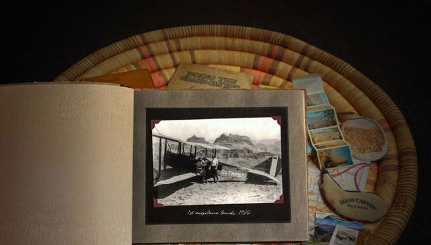 Foto antiga de descobridores no Grand Canyon