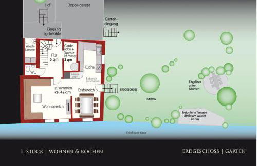 Ferienhaus 140 qm IGELMÜHLE, bei der romantischen Rödermühle an der Fränkischen Saale in Deutschlands Mitte, 8 km zur A7 - Foto 11