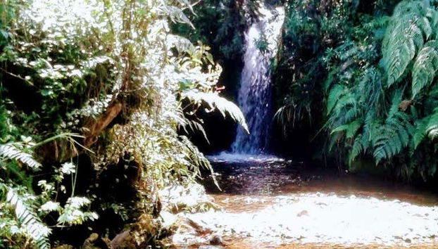 Admiring the waterfalls of Silvia's moorland