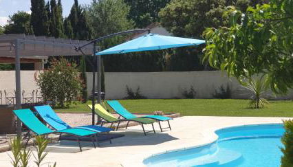 Les Dentelles du Ventoux - Gîte avec Piscine - Photo 5, Garden, sunbed, Garden view