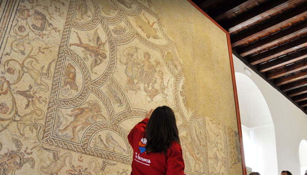 Le spiegazioni della guida sui mosaici romani
