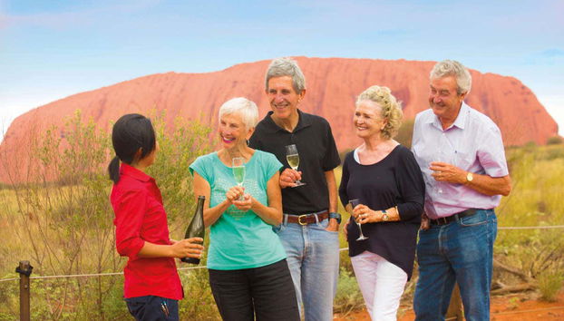 Enjoying a glass of local wine