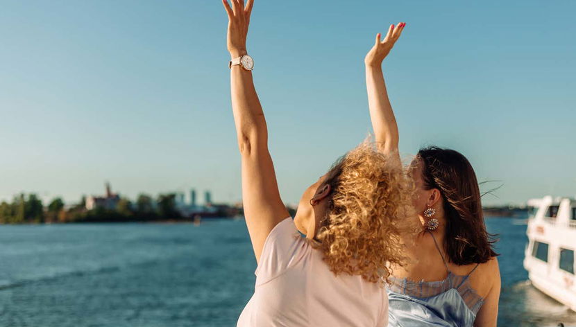 Diversão durante o passeio de barco